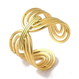 PVD Vacuum Plating 201 Stainless Steel Oval Knot Open Cuff Rings for Women