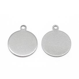 201 Stainless Steel Stamping Blank Tag Pendants, Flat Round