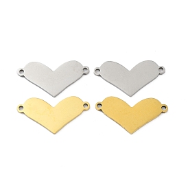 Ion Plating(IP) 201 Stainless Steel Connector Charms, Valentine's Day Heart Links