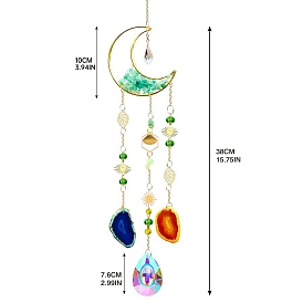 Crystal Glass Sun Catcher, with Natural Agate, Rainbow Maker, DIY Garden & Home Decoration