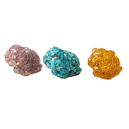 Tiger Resin Figurines Home Decor, Carved Gemstone Chips Feng Shui Wealth, Lucky Statues Gift for Office Desk