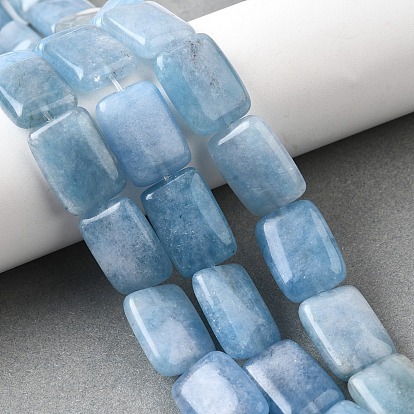Нити бусин из натурального окрашенного кварца, имитирующие аквамарин, прямоугольные