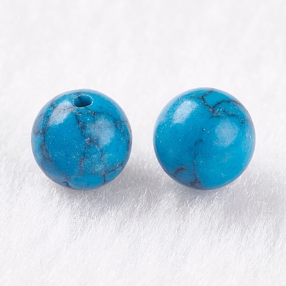 Synthetic Turquoise Beads, Half Drilled, Round