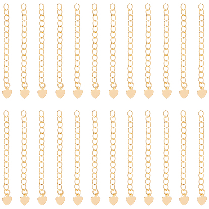 24шт. латунный удлинитель цепи, без никеля , концевые цепи с вкладками в форме сердца