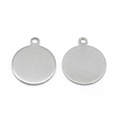 201 Stainless Steel Stamping Blank Tag Pendants, Flat Round