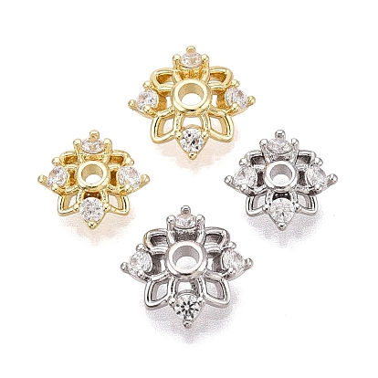 Колпачки для бусин из прозрачного кубического циркония из латуни, полые цветок