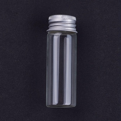 Empty Glass Bead Storage Tubes, with Platinum Plated Screw Aluminum Cap and Silicone Stopper, Column