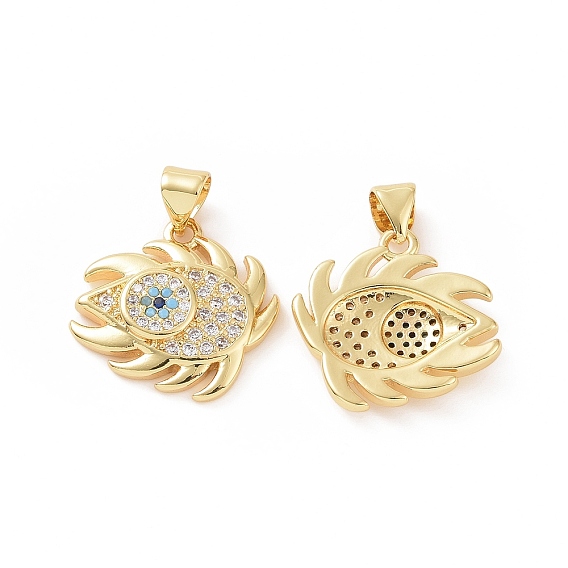 Brass Micro Pave Cubic Zirconia Pendants, Evil Eye Charm