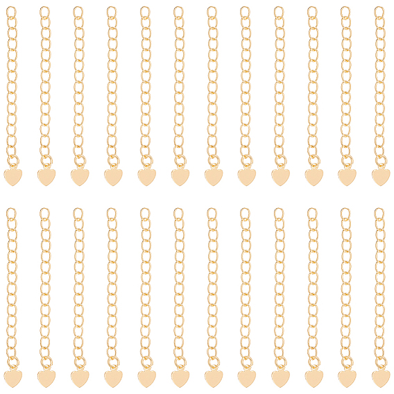 24шт. латунный удлинитель цепи, без никеля , концевые цепи с вкладками в форме сердца