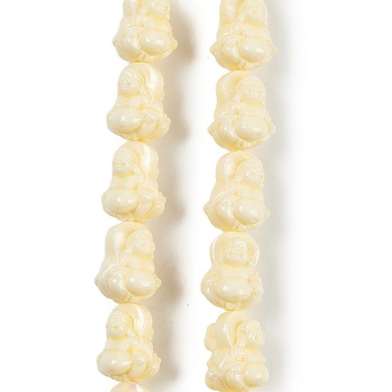 Нити резных бусин из синтетического коралла, окрашенные, Будда