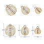 90Pcs 3 Style Iron Wire Pendants, Spiral Bead Cage Pendants, Round