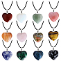 Natural & Synthetic Gemstone Charms, with Silver Tone Metal Findings, Heart