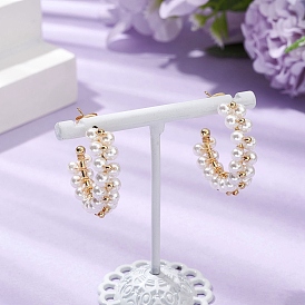 Серьги-гвоздики в форме буквы С из ракушечного жемчуга