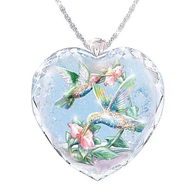 Alloy Pendants, Heart with Bird