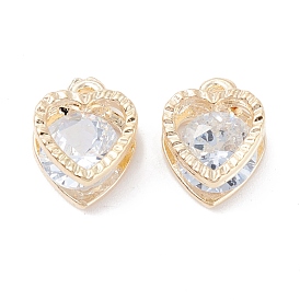 Rack Plating Alloy Cubic Zirconia Charms, Heart