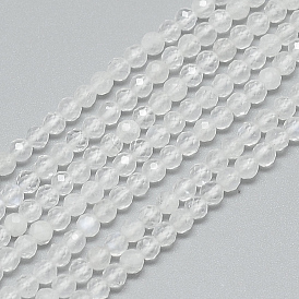 Бусины из натурального радужного лунного камня, граненые, круглые