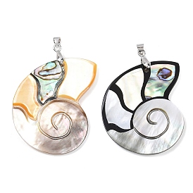 Природные подвески оболочки, подвески в форме раковины с латунными дужками, платина, стойки покрытие