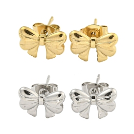 Ионное покрытие (ip) 304 серьги-гвоздики из нержавеющей стали, бантом