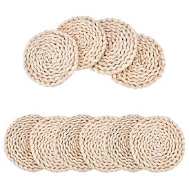 Handmade Corn Straw Woven Placemats, Heat Insulation Pads, for Dining Table