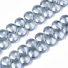Electroplate Glass Beads Strand, Pearl Luster Plated, Teardrop