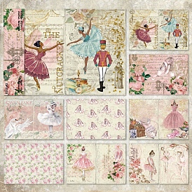 8 Sheets A5 Ballet Dancer Scrapbook Paper Pads, for DIY Album Scrapbook, Background Paper, Diary Decoration