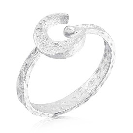 925 Sterling Silver Crescent Moon Open Cuff Ring for Women