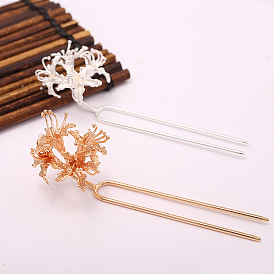 Cast copper diy jewelry other shore flower hairpin ancient costume Hanfu headdress tassel accessories material 40*110mm
