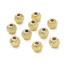 Rack Plating Alloy Beads, Long-Lasting Plated, Lead Free & Cadmium Free, Textured, Round