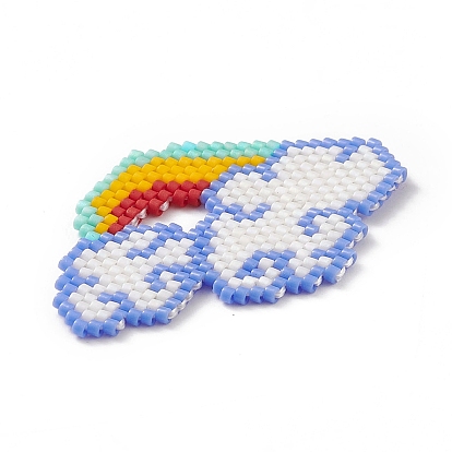 Handmade MIYUKI Seed Beads, Loom Pattern, Rainbow with Cloud