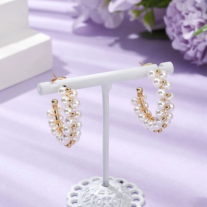 Серьги-гвоздики в форме буквы С из ракушечного жемчуга