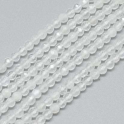 Бусины из натурального радужного лунного камня, граненые, круглые