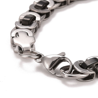 304 bracelet chaînes byzantines en acier inoxydable, bracelet bicolore très résistant pour homme femme