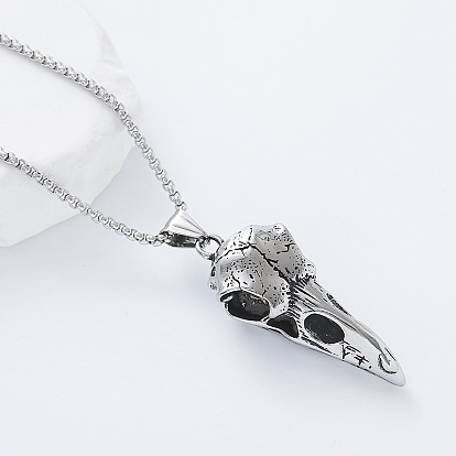 Винтажный готический череп ворона 304 подвеска из нержавеющей стали для мужчин и женщин