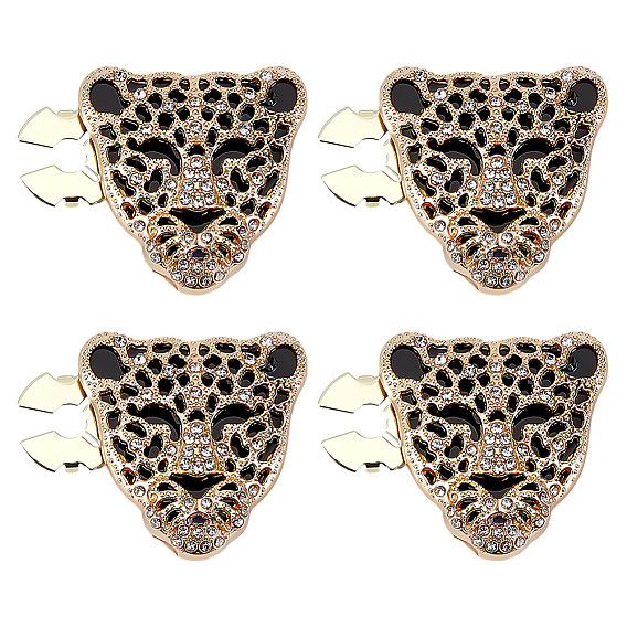 Boutons de manchette en strass alliage, leopard