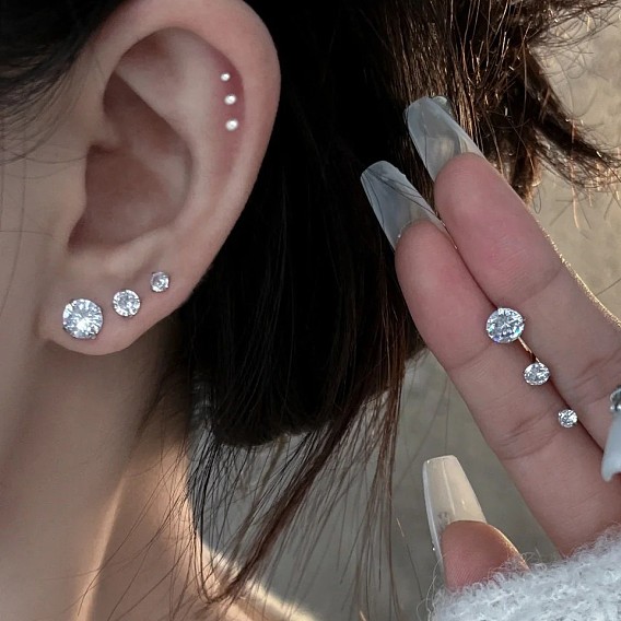 S999 серьги-гвоздики из чистого серебра с кубическим цирконием