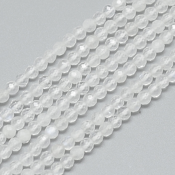 Бусины из натурального радужного лунного камня, граненые, круглые