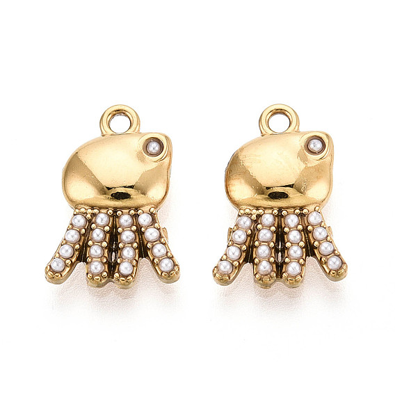 304 подвески в виде кальмаров из нержавеющей стали и искусственного жемчуга из АБС-пластика, ионное покрытие (ip)