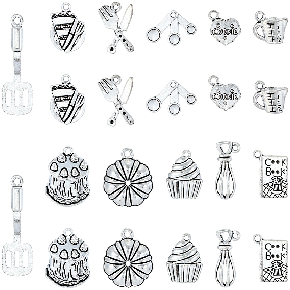 66шт. 11 стили, тематика выпечки тортов, тибетский стиль, подвески из сплава, смешанные формы