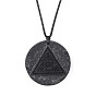 Natural Shungite Pendant Necklaces with Ropes, Flat Round