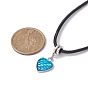 Heart with Fish Scale Shape 304 Stainless Steel with Resin Pendant Necklaces, with Imitation Leather Cords