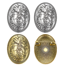 4шт. 2 цвета, овальные значки викингов с символом, из сплава, для лацканов, рюкзака и одежды