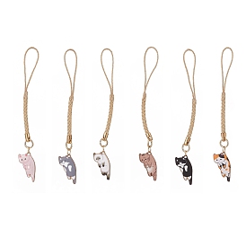 Correas móviles de gato esmaltado de aleación, cordon poliester accesorios movil decoracion