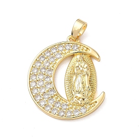 Латунные микро проложить кубического циркония подвески, луна с девой марией