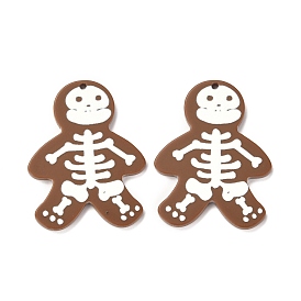 Christmas Theme 3D Printed Resin Pendants, DIY Earring Accessories, Skull, White