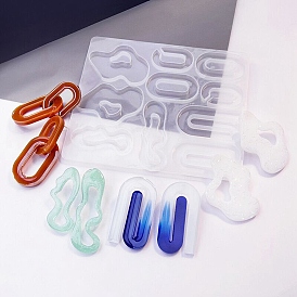 DIY Bohemian Style Irregualr Pendants Silicone Molds, Resin Casting Molds, for UV Resin, Epoxy Resin Jewelry Making, Oval/Paper Clip/Polygon