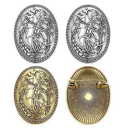 4шт. 2 цвета, овальные значки викингов с символом, из сплава, для лацканов, рюкзака и одежды