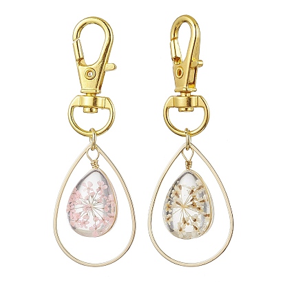 Подвеска в виде стеклянного сухоцвета в форме капли, с железной поворотной застежкой