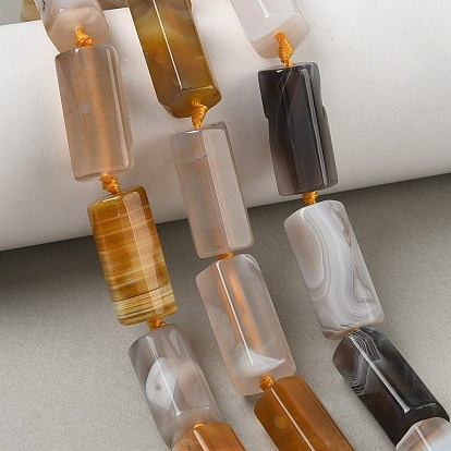 Natural Botswana Agate Beads Strands, Faceted, Column