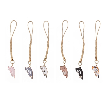 Correas móviles de gato esmaltado de aleación, cordon poliester accesorios movil decoracion