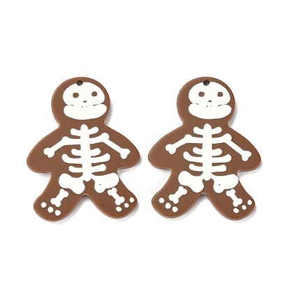 Christmas Theme 3D Printed Resin Pendants, DIY Earring Accessories, Skull, White